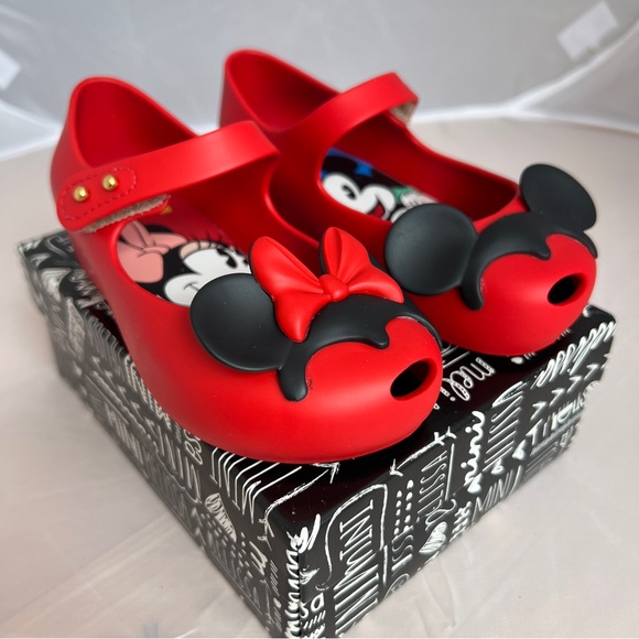 Mini Melissa ultragirl Disney Mickey and Minnie flats size 10 red/black - Picture 2 of 9